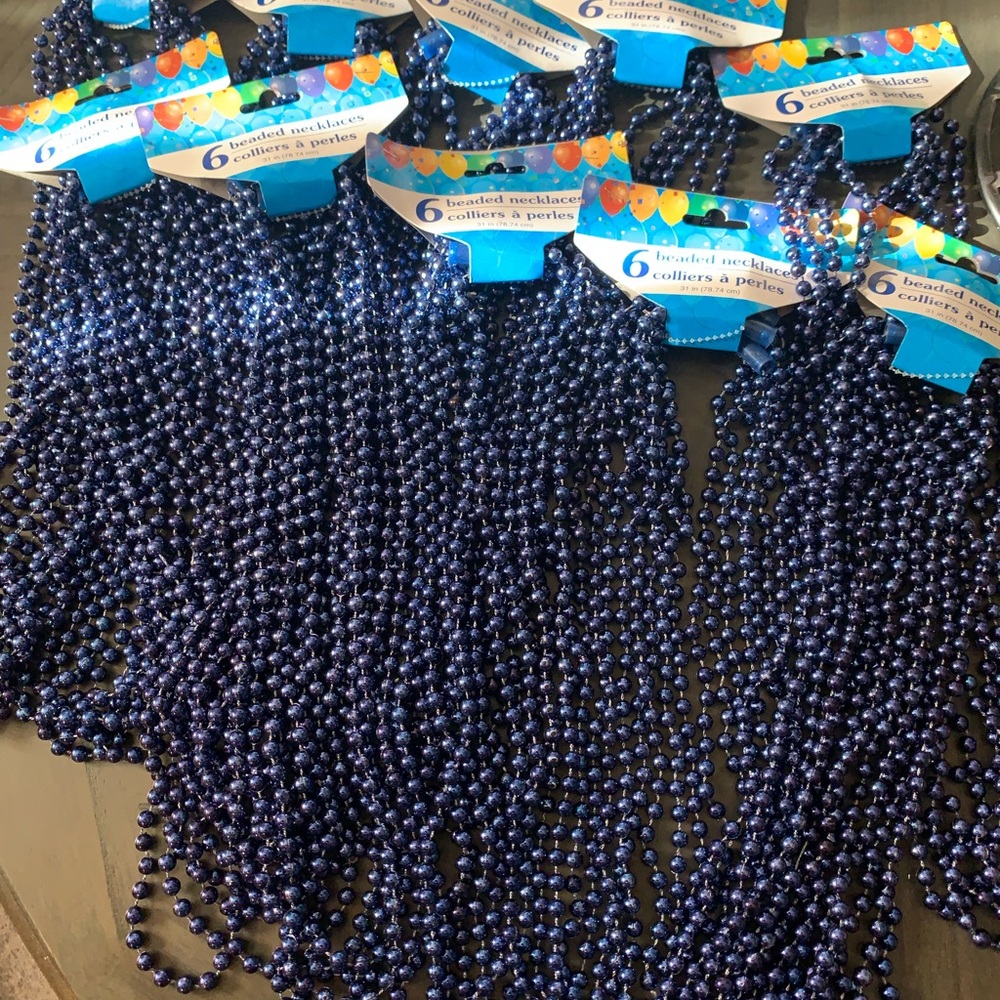 Blue Beaded Necklaces lot / bundle crafting of decorating